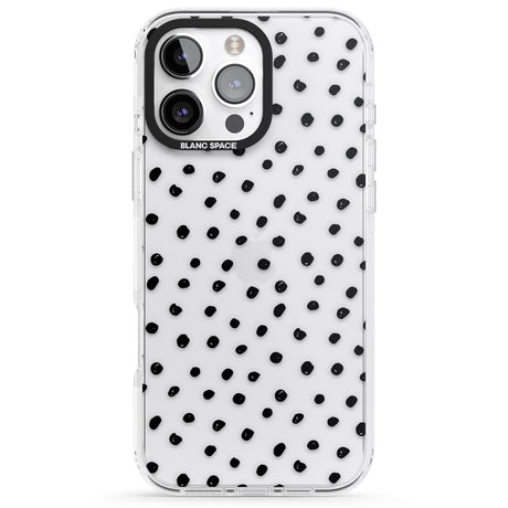 iPhone 16 Pro Max Messy Black Dot Pattern Black Impact Phone Case