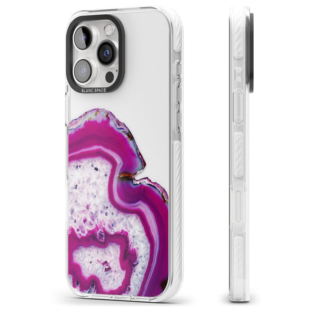 iPhone 16 Pro Max Violet & White Swirl Agate Crystal Clear Design Black Impact Phone Case