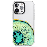 iPhone 16 Pro Max Turquoise & Green Gemstone Crystal Clear Design Black Impact Phone Case