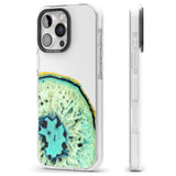 iPhone 16 Pro Max Turquoise & Green Gemstone Crystal Clear Design Black Impact Phone Case