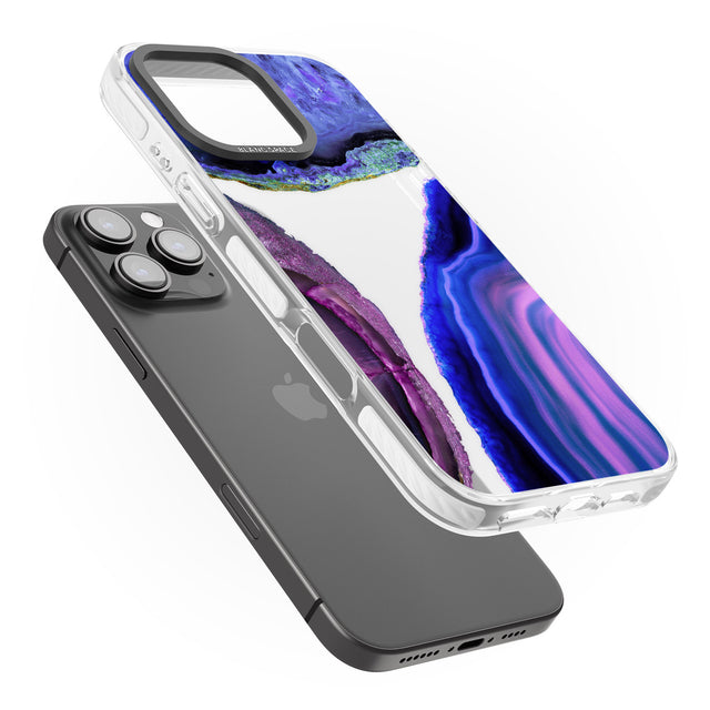 iPhone 16 Pro Max Purple & Blue Agate Gemstone Clear Design Black Impact Phone Case