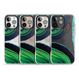 iPhone 16 Pro Max Green & Navy Gemstone Crystal Clear Design Black Impact Phone Case