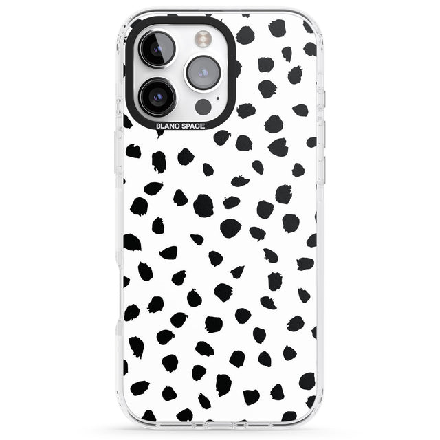 iPhone 16 Pro Max White Dalmatian Print Black Impact Phone Case