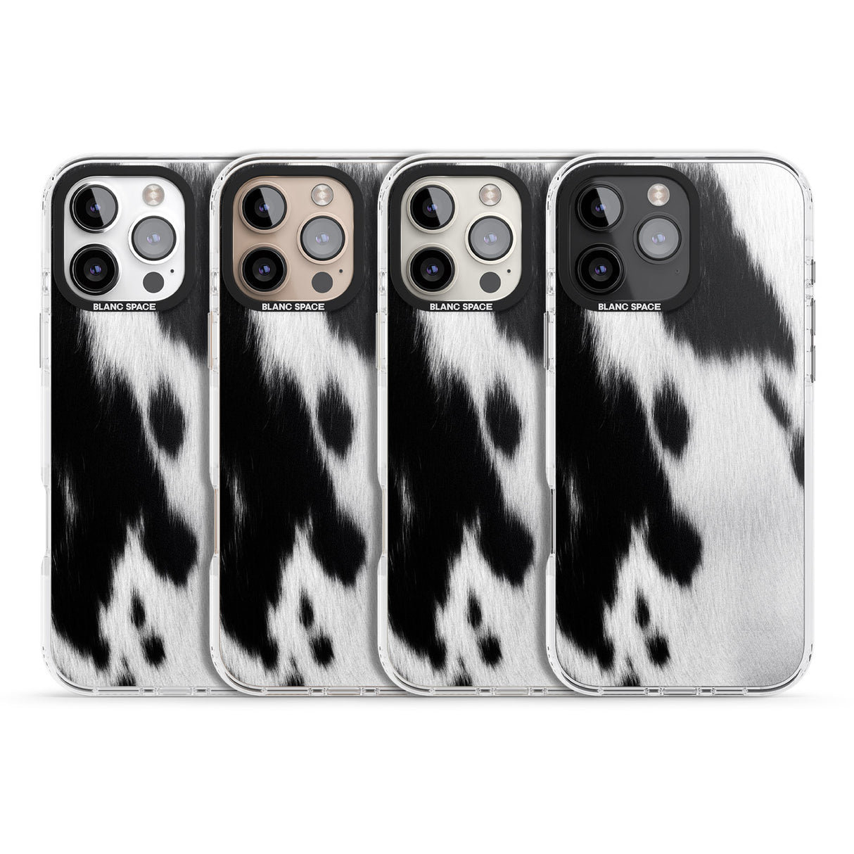 iPhone 16 Pro Max Designer Fashion Cowhide Black Impact Phone Case