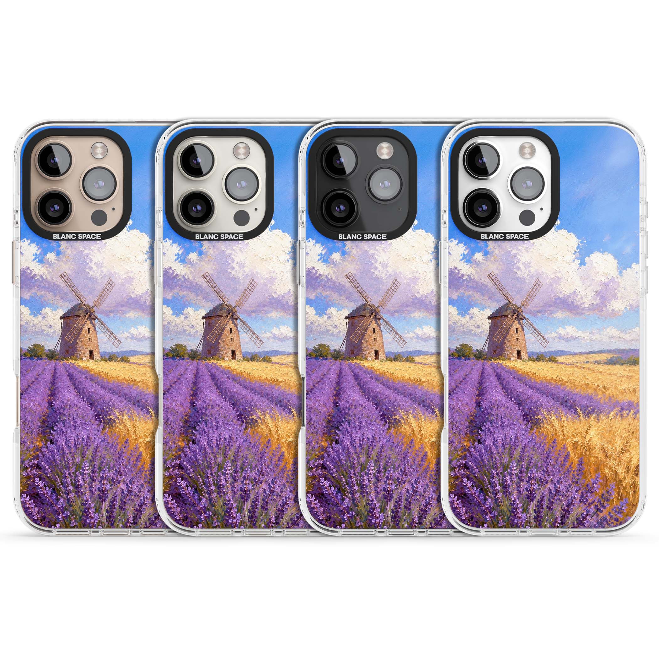Lavender Mill cottagecore iPhone case featuring a French windmill, lavender field and golden wheat oil painting | Clear Impact case for iPhone 16 Pro, iPhone 16 Pro Max