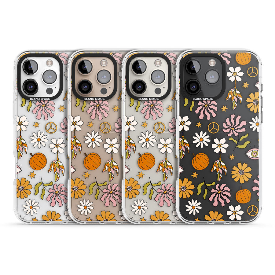 Retro Boho Fall Floral Impact Phone Case for iPhone 16 Pro, iPhone 16 Pro Max