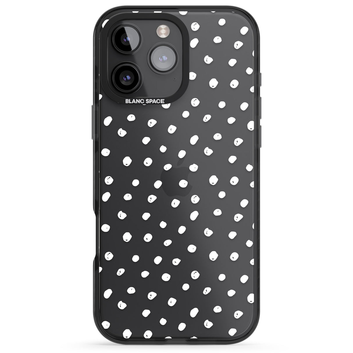 iPhone 16 Pro Max Messy White Dot Pattern Black Impact Phone Case