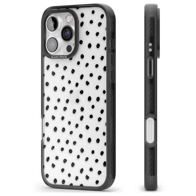 iPhone 16 Pro Max Messy Black Dot Pattern Black Impact Phone Case