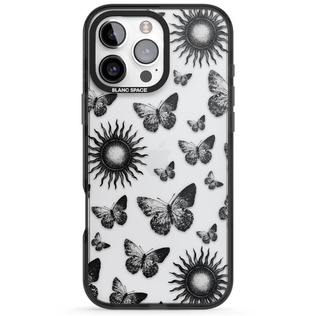 Butterflies & Suns Black Impact Phone Case for iPhone 16 Pro, iPhone 16 Pro Max