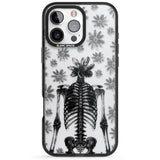 Skeleton Flower Black Impact Phone Case for iPhone 16 Pro, iPhone 16 Pro Max