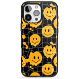 iPhone 16 Pro Max Acid Face Grid Pattern Black Impact Phone Case