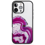 iPhone 16 Pro Max Violet & White Swirl Agate Crystal Clear Design Black Impact Phone Case