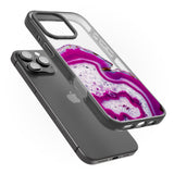 iPhone 16 Pro Max Violet & White Swirl Agate Crystal Clear Design Black Impact Phone Case