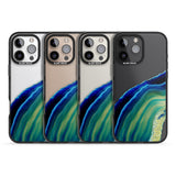 iPhone 16 Pro Max Green & Blue Gemstone Crystal Black Impact Phone Case