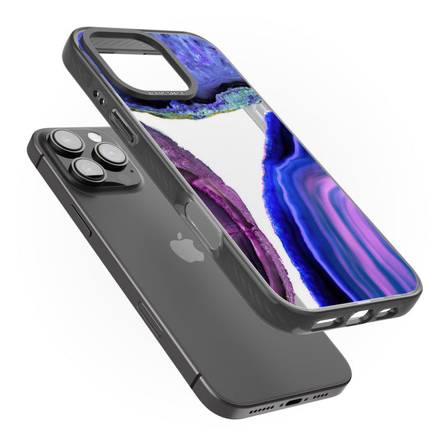 iPhone 16 Pro Max Purple & Blue Agate Gemstone Clear Design Black Impact Phone Case