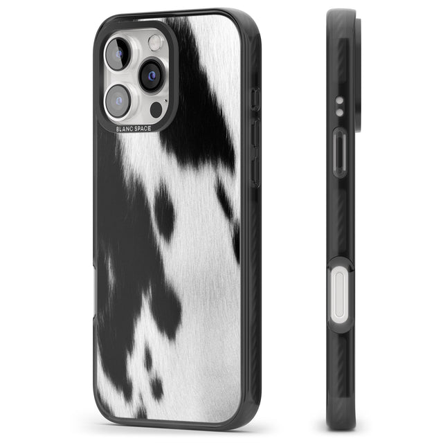 iPhone 16 Pro Max Designer Fashion Cowhide Black Impact Phone Case