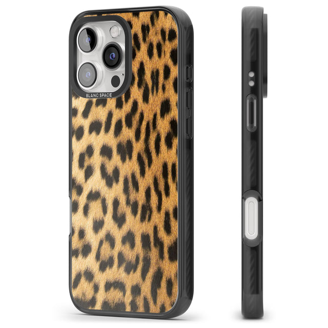 iPhone 16 Pro Max Designer Fashion Gold Leopard Print Black Impact Phone Case