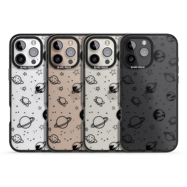 iPhone 16 Pro Max Cosmic Outer Space Design Black on Clear Black Impact Phone Case