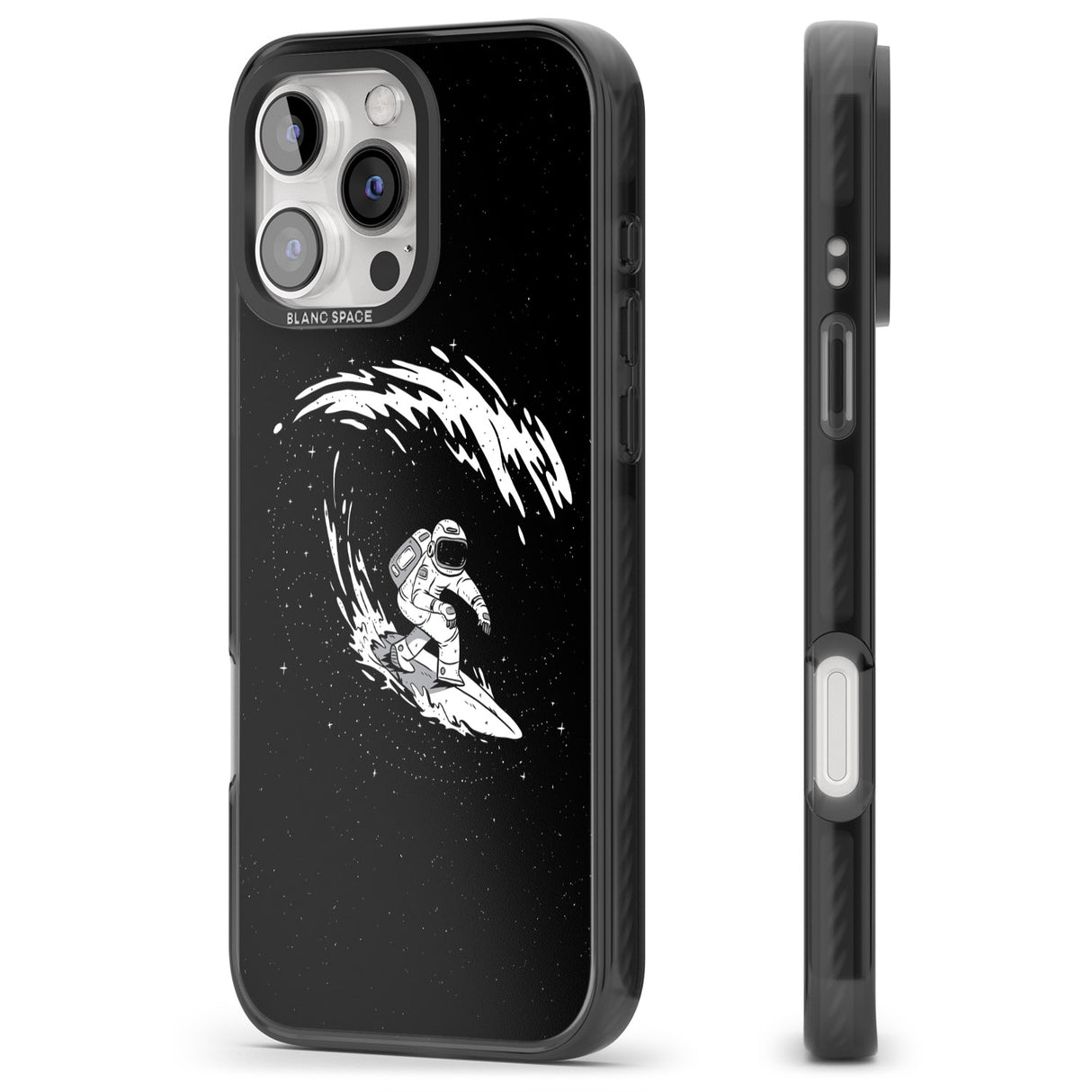 iPhone 16 Pro Max Surfing Astronaut Black Impact Phone Case