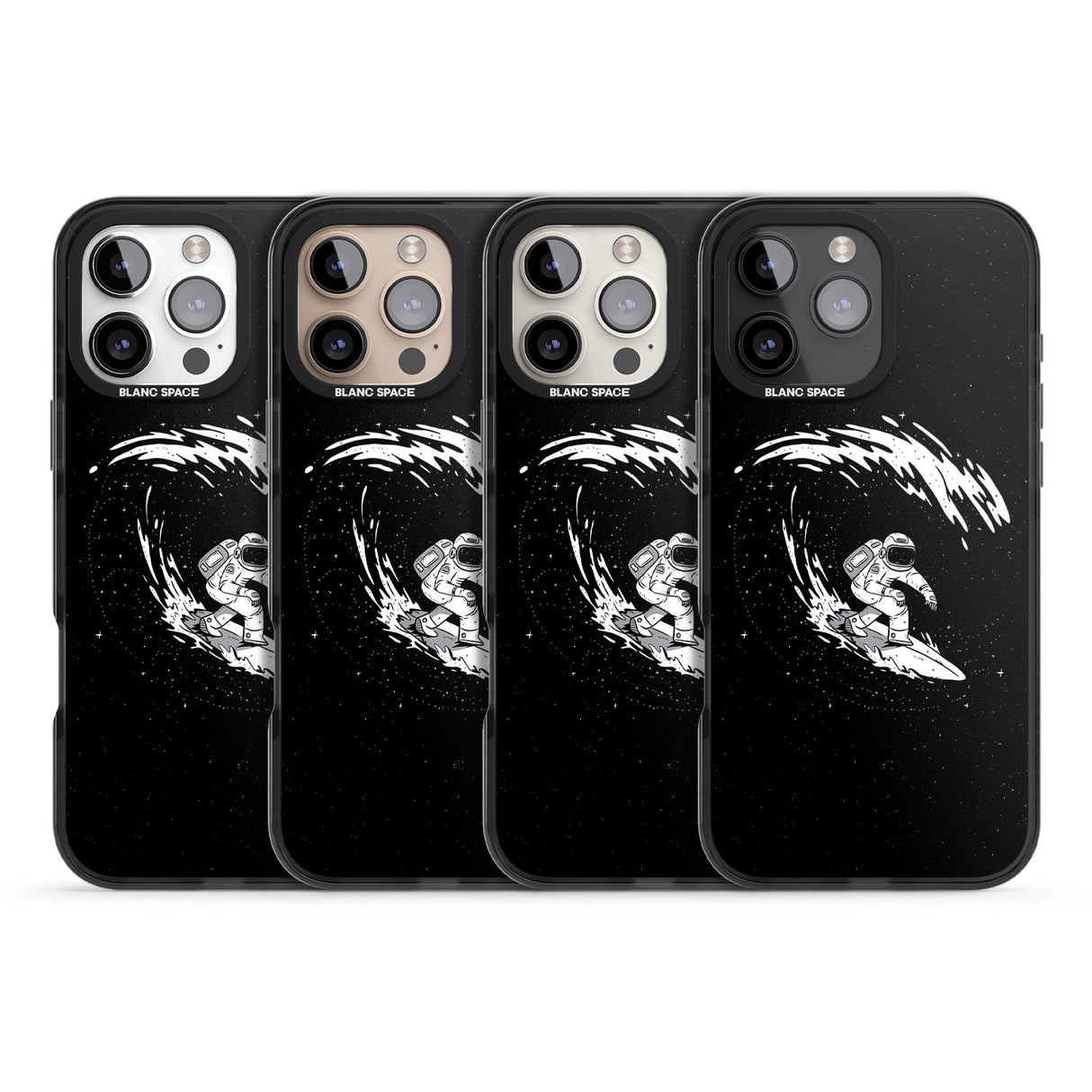 iPhone 16 Pro Max Surfing Astronaut Black Impact Phone Case