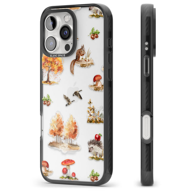 Fall Forest Friends Black Impact Phone Case for iPhone 16 Pro, iPhone 16 Pro Max