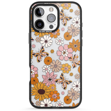 Butterfly & Bloom Autumn Floral Black Impact Phone Case for iPhone 16 Pro, iPhone 16 Pro Max