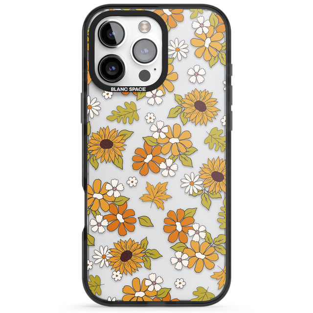 Boho Sunflowers Black Impact Phone Case for iPhone 16 Pro, iPhone 16 Pro Max