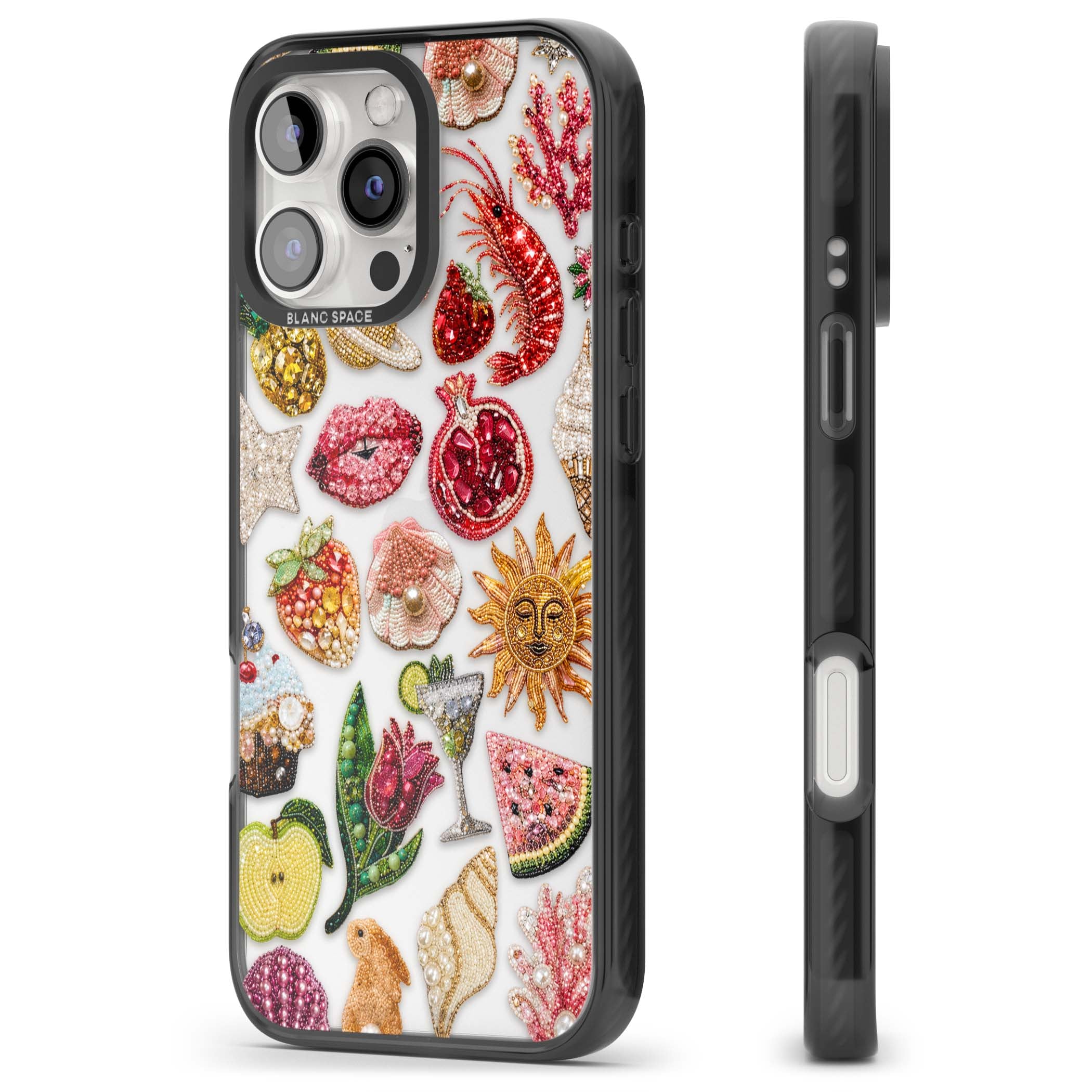 Beaded Riviera coquette iPhone case | Black Impact case for iPhone 16 Pro, iPhone 16 Pro Max