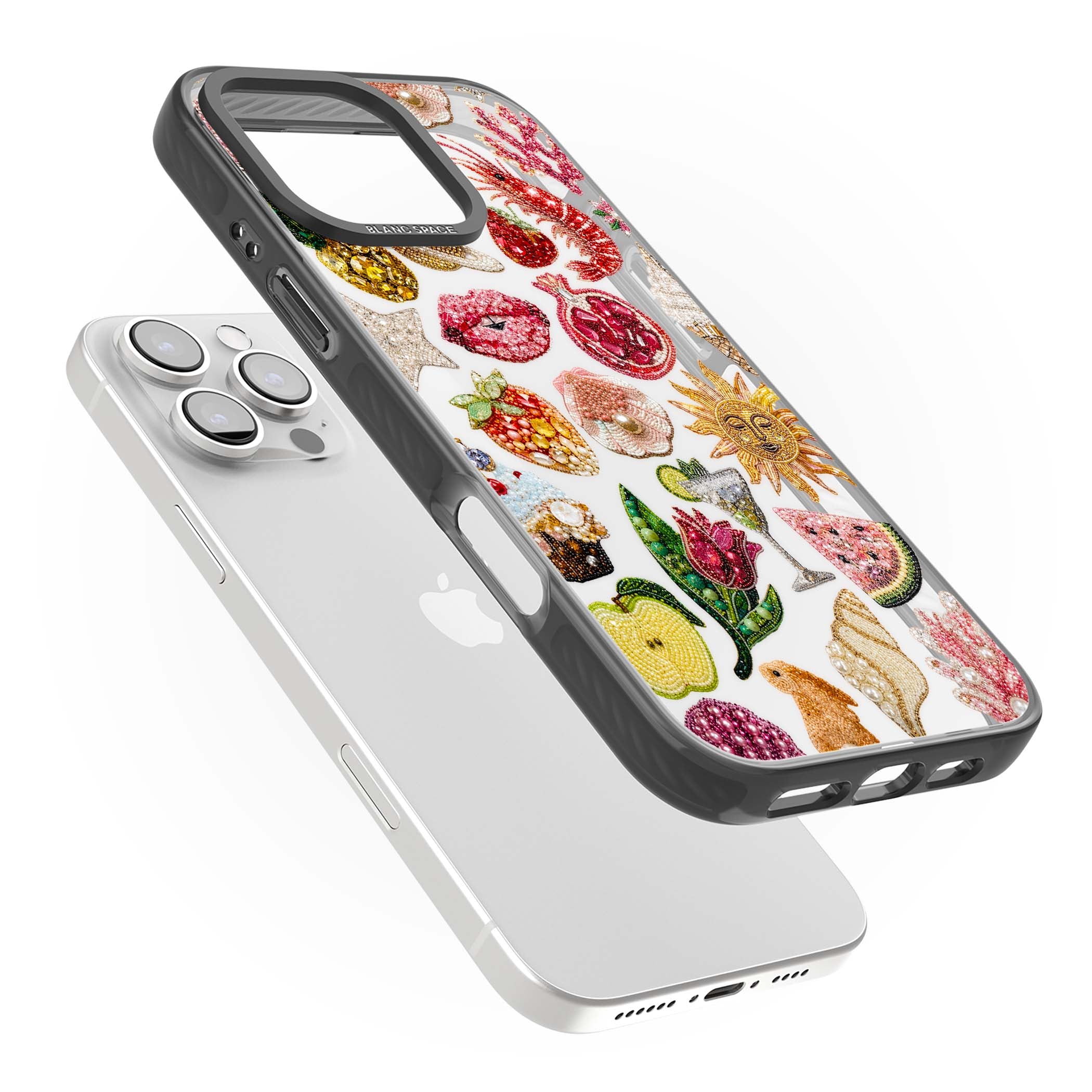 Beaded Riviera coquette iPhone case | Black Impact case for iPhone 16 Pro, iPhone 16 Pro Max