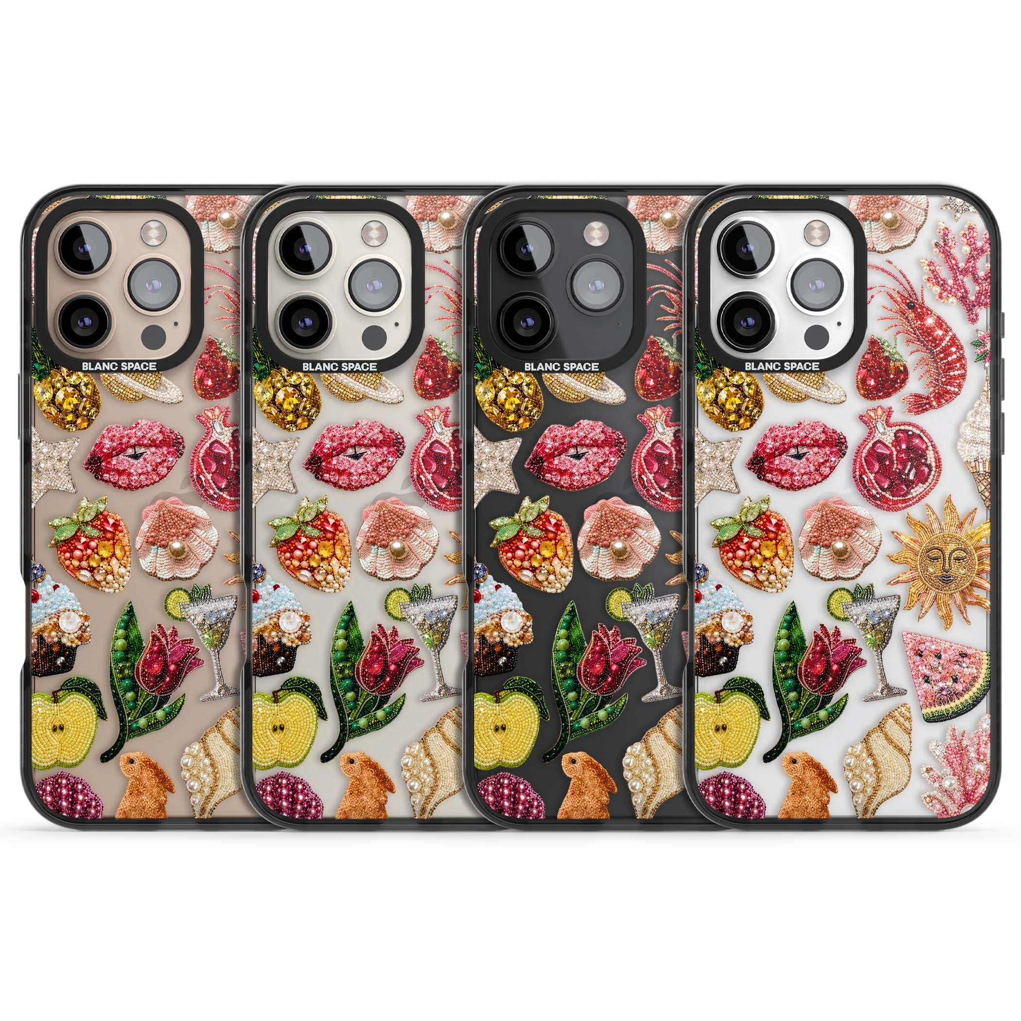 Beaded Riviera coquette iPhone case | Black Impact case for iPhone 16 Pro, iPhone 16 Pro Max