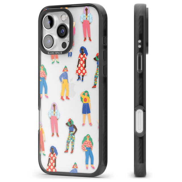 iPhone 16 Pro Max Girls Pattern Black Impact Phone Case