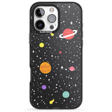 iPhone 16 Pro Max Cute Cartoon Planets Black Impact Phone Case