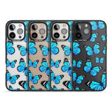 iPhone 16 Pro Max Blue Butterflies Black Impact Phone Case