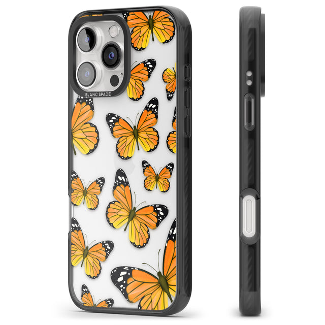 iPhone 16 Pro Max Sun-Yellow Butterflies Black Impact Phone Case