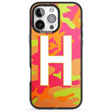 iPhone 16 Pro Max Personalised Bright Neon Camo Solid Monogram Black Impact Phone Case