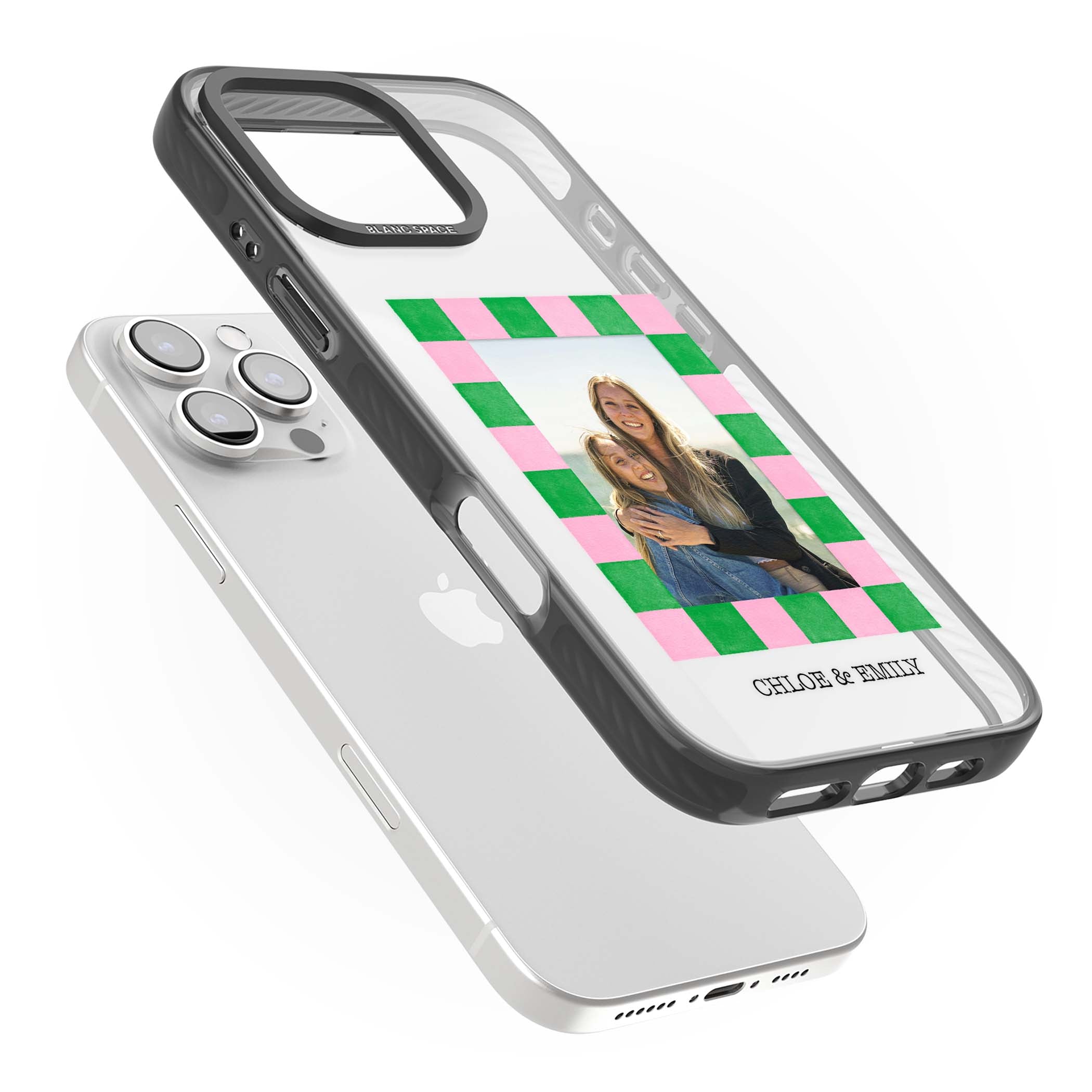 Riviera Check Photo cute iPhone case | Black Impact case for iPhone 16 Pro, iPhone 16 Pro Max