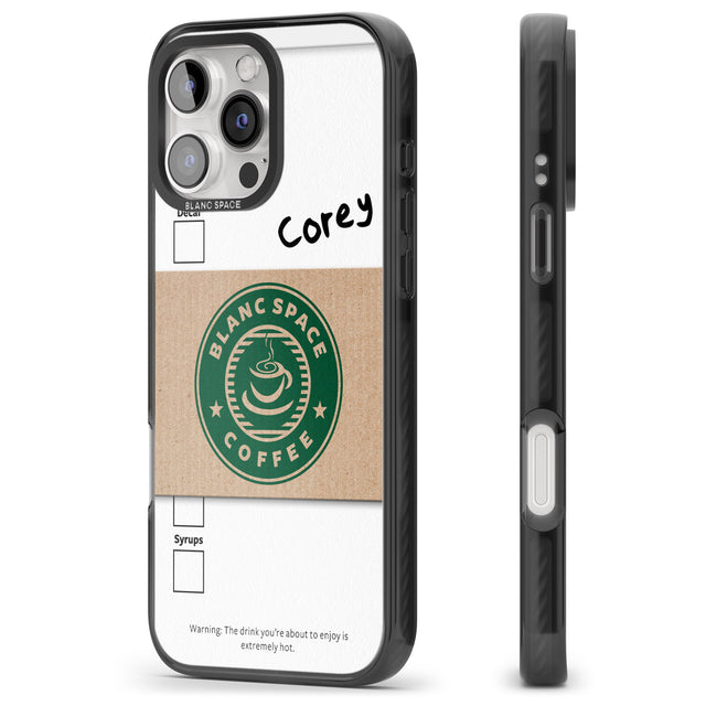 iPhone 16 Pro Max Personalised Coffee Cup Black Impact Phone Case