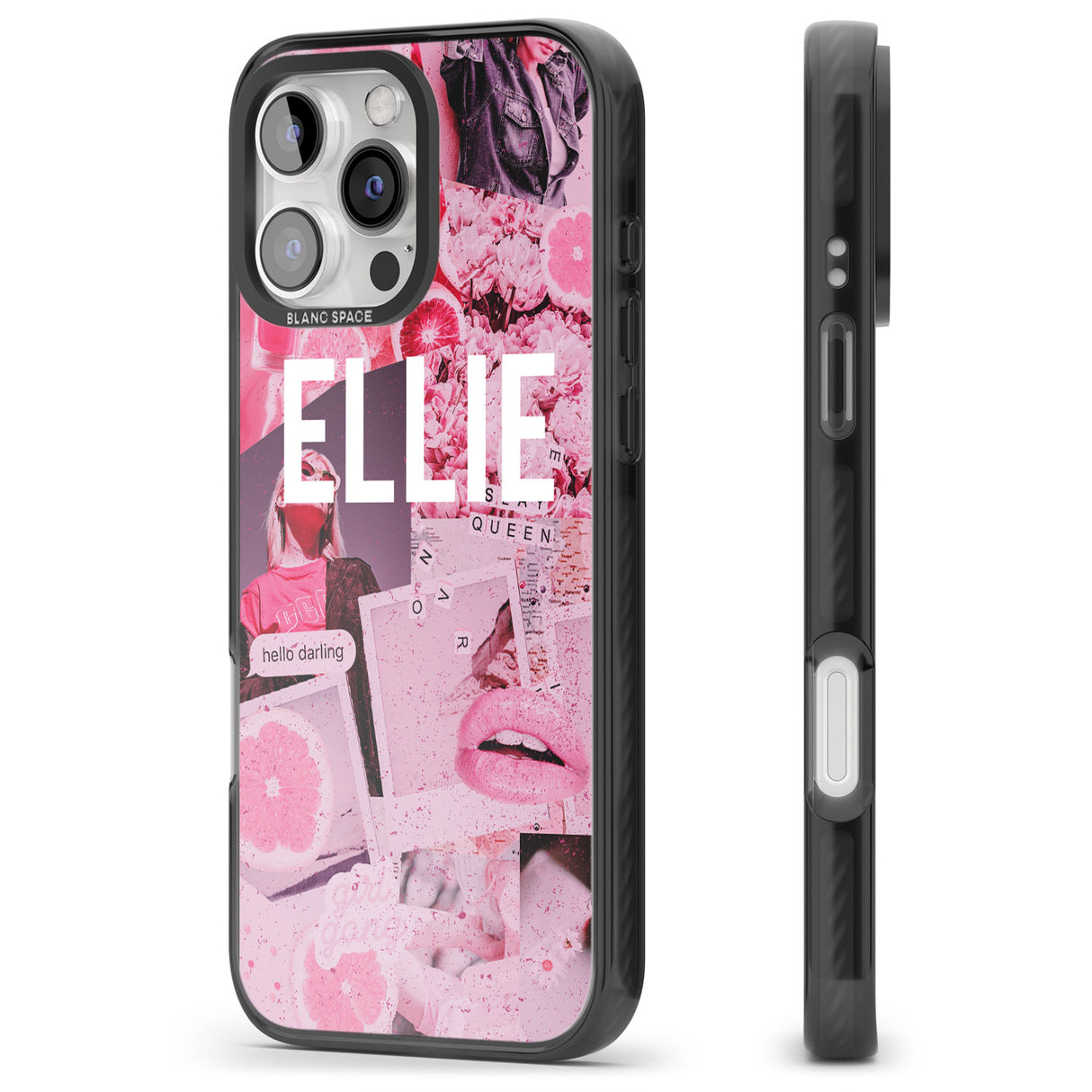 iPhone 16 Pro Max Personalised Sweet Pink Fashion Collage Black Impact Phone Case