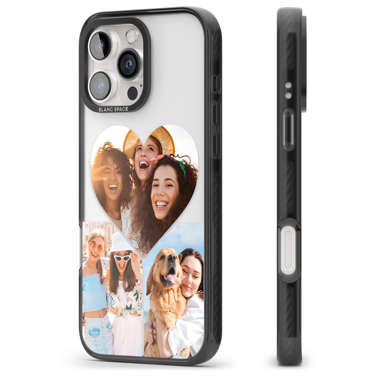 iPhone 16 Pro Max Personalised Heart Photo Black Impact Phone Case