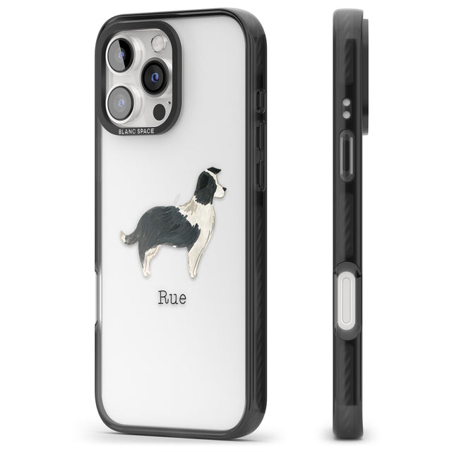 iPhone 16 Pro Max Personalised Border Collie Black Impact Phone Case