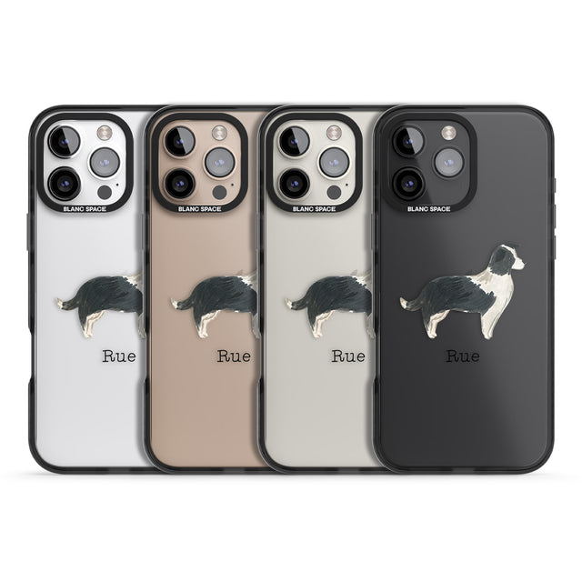 iPhone 16 Pro Max Personalised Border Collie Black Impact Phone Case