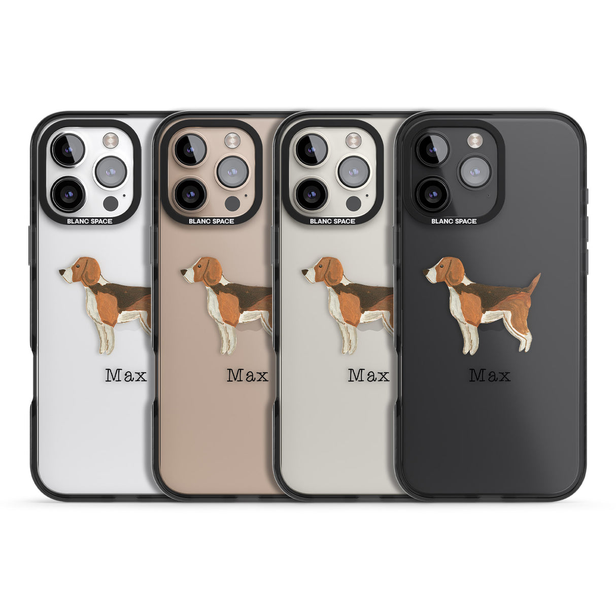 iPhone 16 Pro Max Personalised Hand Painted Beagle Black Impact Phone Case