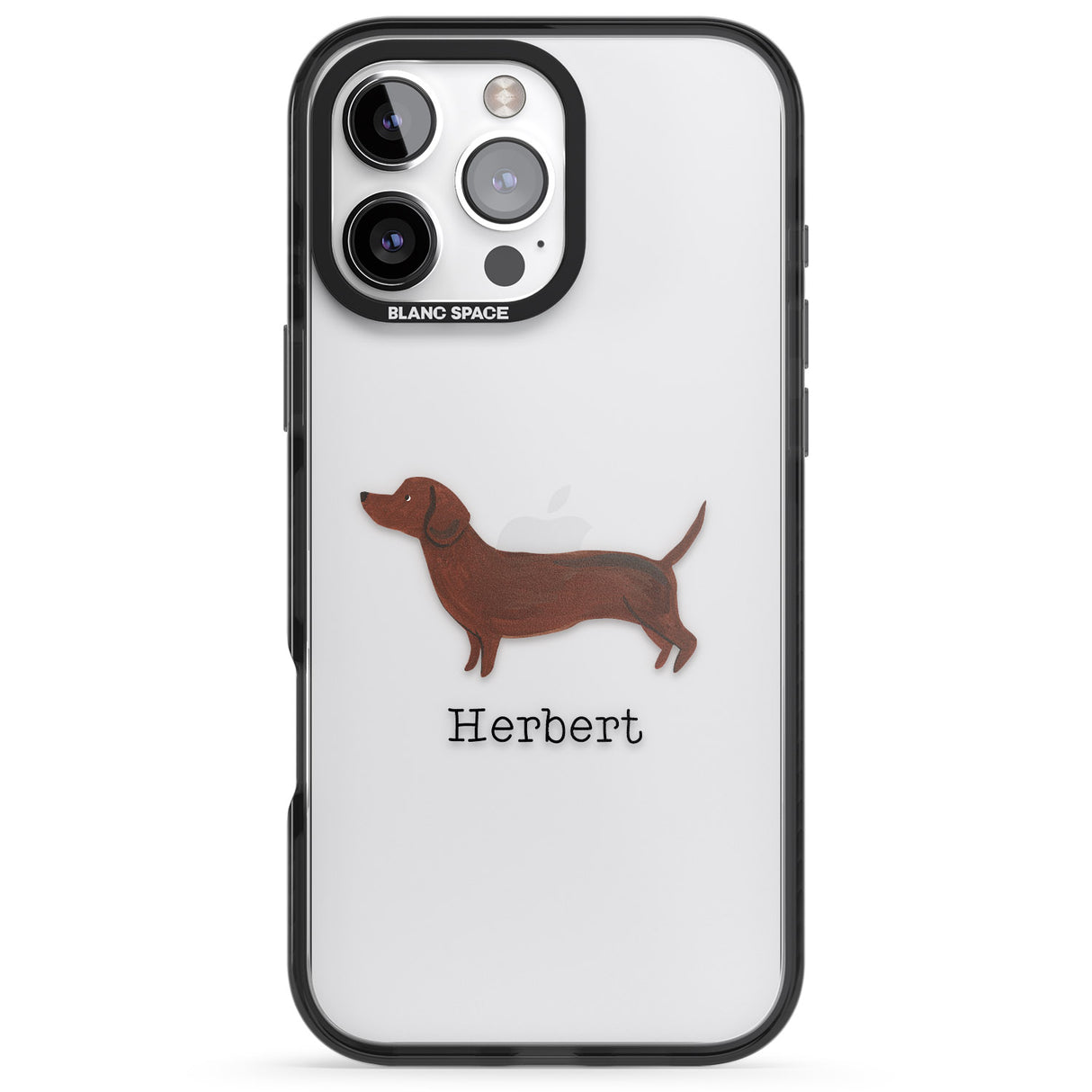 iPhone 16 Pro Max Personalised Hand Painted Sausage Dog Black Impact Phone Case