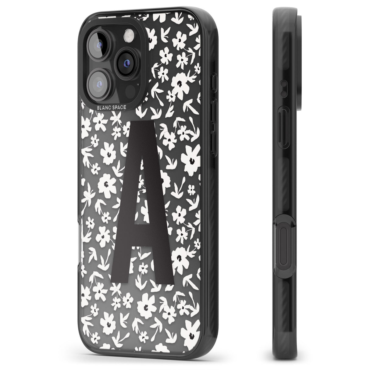 iPhone 16 Pro Max Personalised Floral Pattern Personalised Black Impact Phone Case