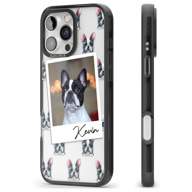 iPhone 16 Pro Max Personalised French Bulldog, Black & White - Dog Photo Black Impact Phone Case