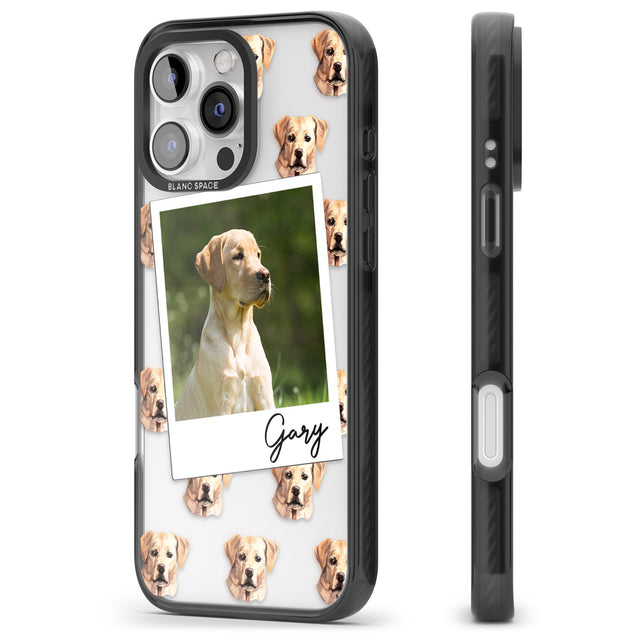 iPhone 16 Pro Max Personalised Labrador, Tan - Dog Photo Black Impact Phone Case