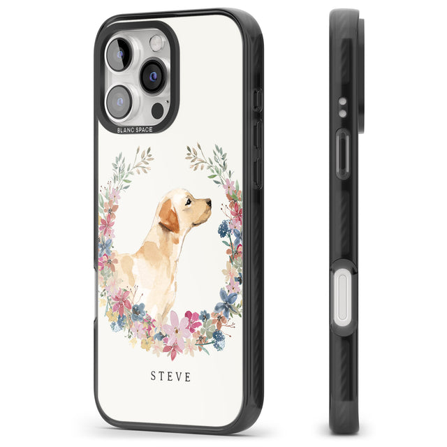 iPhone 16 Pro Max Personalised Yellow Labrador - Watercolour Dog Portrait Black Impact Phone Case