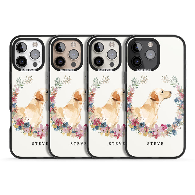 iPhone 16 Pro Max Personalised Yellow Labrador - Watercolour Dog Portrait Black Impact Phone Case