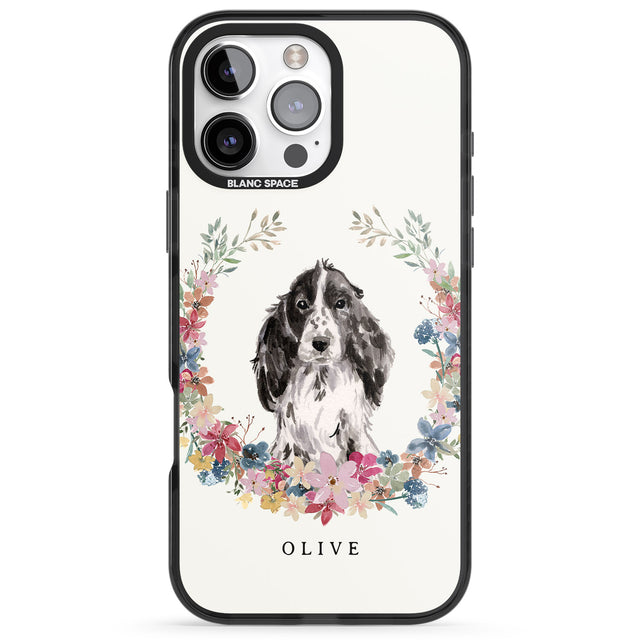 iPhone 16 Pro Max Personalised Black Cocker Spaniel - Watercolour Dog Portrait Black Impact Phone Case