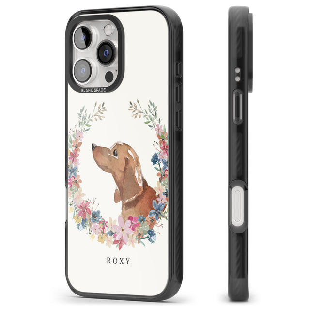 iPhone 16 Pro Max Personalised Tan Dachshund - Watercolour Dog Portrait Black Impact Phone Case